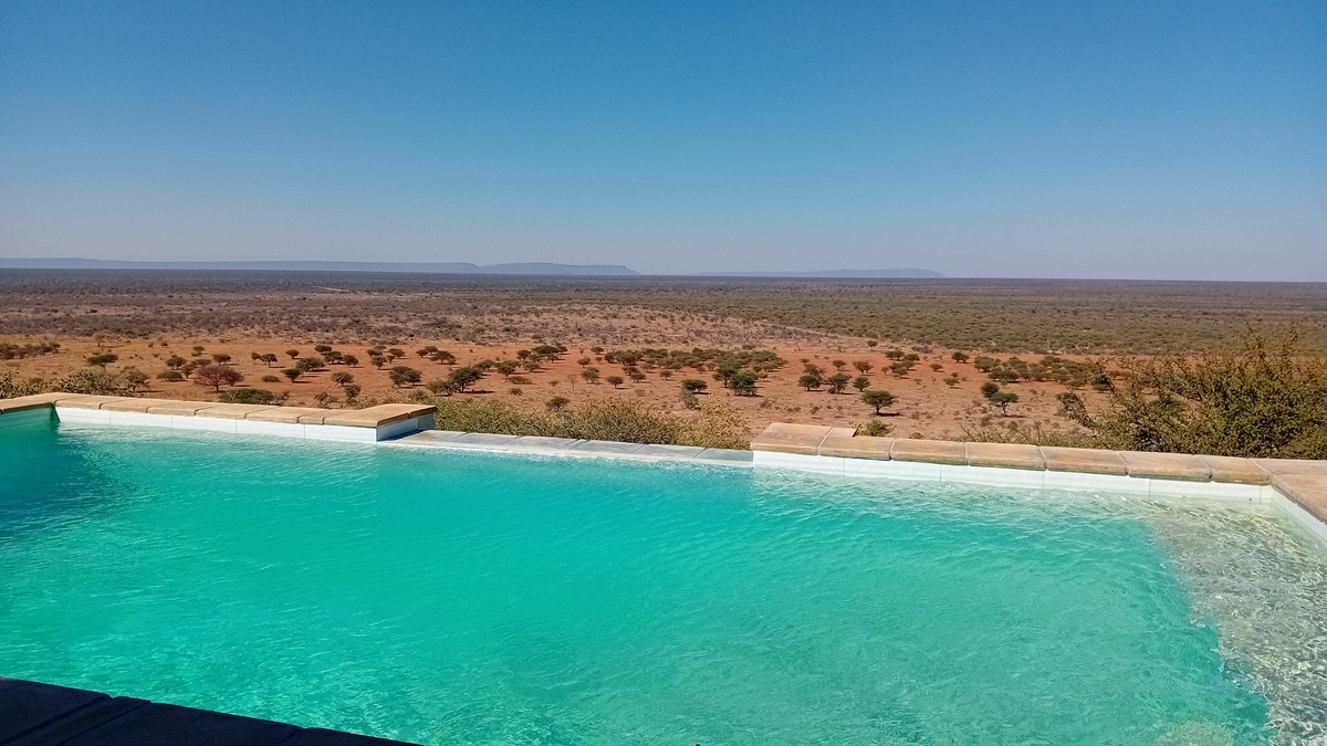 Namibia: 'Aloe Grove Safari Lodge' – view towards the Waterberg Plateau