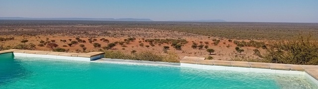 Namibia: 'Aloe Grove Safari Lodge' – view towards the Waterberg Plateau
